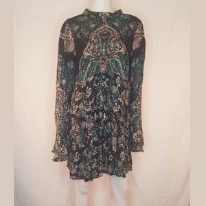 Free People Lady Luck Long Sleeve Tunic Blue Combo